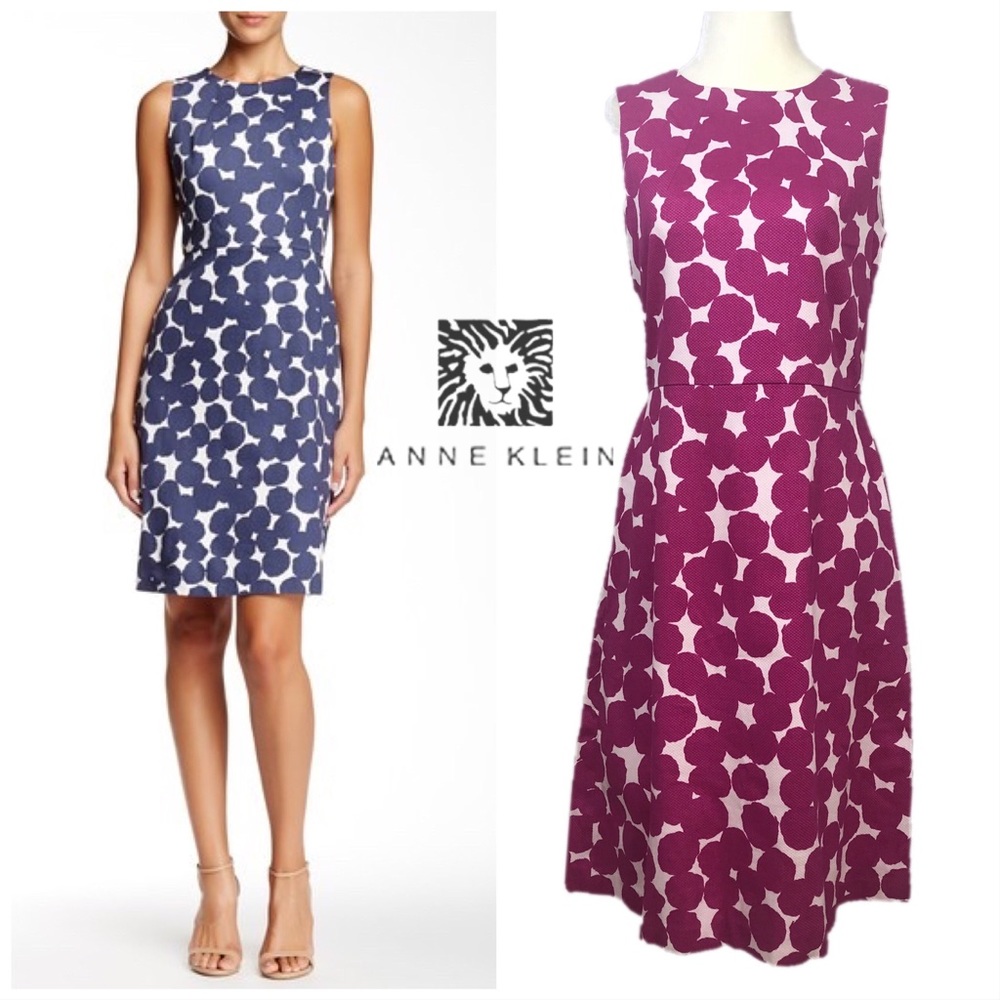 Ann Klein NWOT Sleeveless Dot Print A-line Dress 8